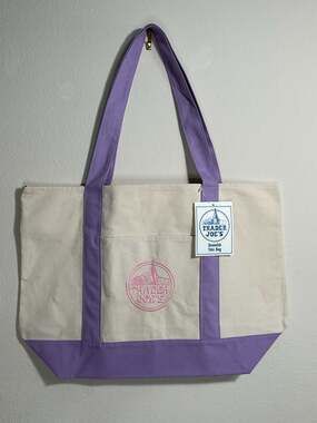 Trader Joe's Limited Edition Large Lavender Canvas Reusable Tote Bag